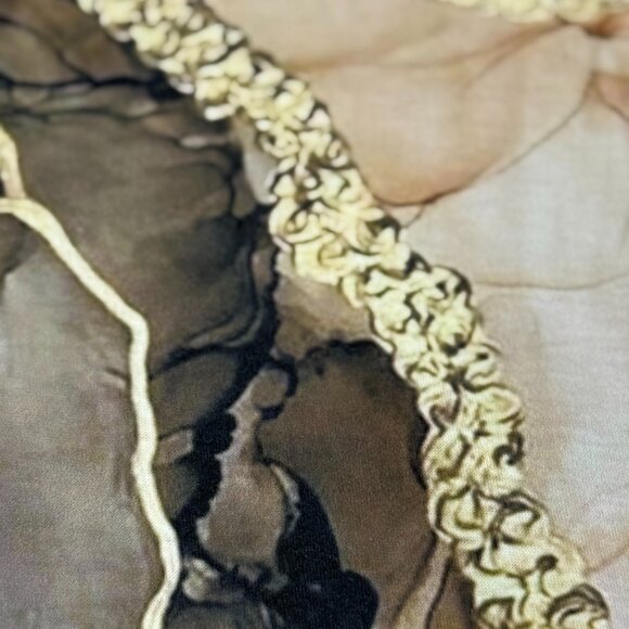 Women’s XL Neutral Print Long Sleeve Tee – Beige/Black/Brown Abstract Top - Picture 4 of 6